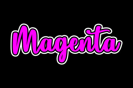 Magenta. Vector hand drawn lettering on black background.のイラスト素材