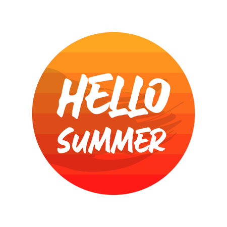 Hello Summer. Vector handwritten lettering. Design for banner, poster or print.のイラスト素材