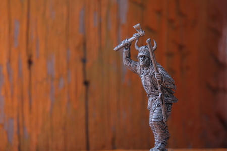 expressive tin soldier with weapons and armorの写真素材