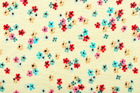 Graphic small red and blue flowers print as background.の写真素材
