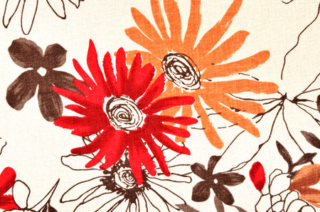 Graphic big red and orange flower print as background.の写真素材