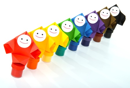 Conceptual image of painting and rainbow colorsの写真素材