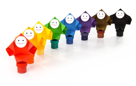 Conceptual image of painting and rainbow colorsの写真素材