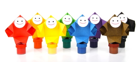 Conceptual image of painting and rainbow colorsの写真素材