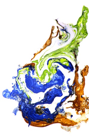 Abstract hand drawn paint background  blue, green, and yellow patterns  Great for art texture, grunge design, and vintage paper の写真素材