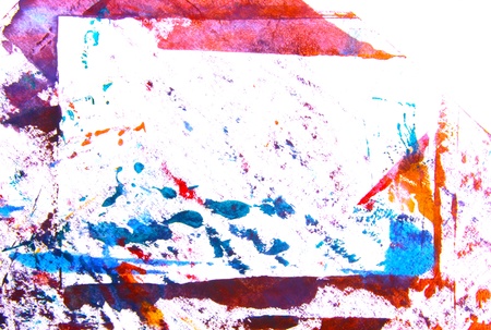 Abstract hand drawn painting   graphics  red and blue frame patterns on white background  Great for...