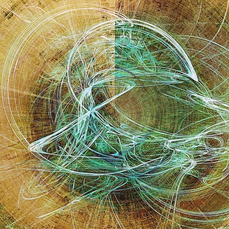 Spherical abstract retro design composition. Stylish grunge background or texture with different color patterns: yellow (beige); brown; green; blue; white; cyanの写真素材