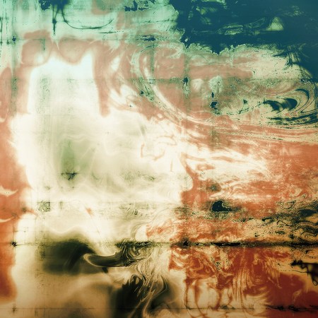 Grunge retro texture, aged background with vintage style elements and different color patterns: yellow (beige); brown; gray; green; red (orange); whiteの写真素材