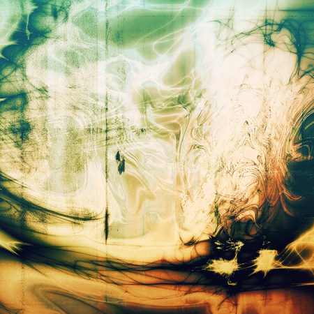 Grunge texture, aged or old style background with retro design elements and different color patterns: yellow (beige); brown; green; blue; red (orange); whiteの写真素材