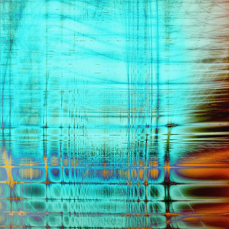Old style decorative composition or designed vintage template with textured grunge elements and different color patterns: yellow (beige); brown; blue; red (orange); purple (violet); cyanの写真素材