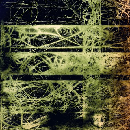 Grunge texture, aged or old style background with retro design elements and different color patterns: yellow (beige); green; brown; gray; blackの写真素材