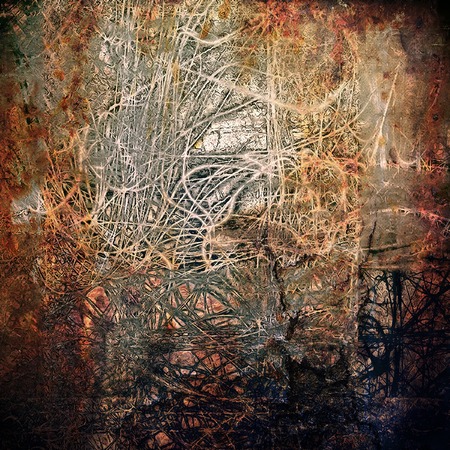 Background with grunge elements on vintage style old texture. With different color patternの写真素材