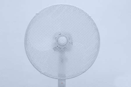 White outdoor air fan close up. White background.の写真素材