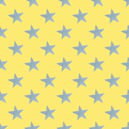 Wrapping. Gray shiny stars on a yellow background. Graphic print.の写真素材