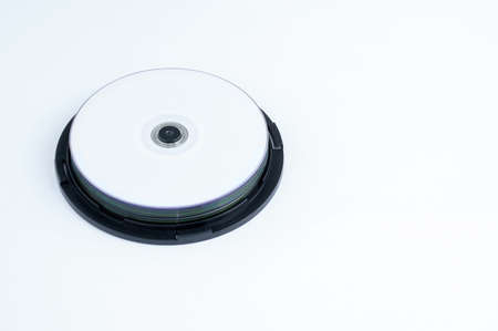 Compact discs on blanks close-up. white background.の写真素材