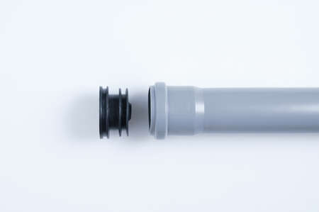 Rubber cuff seal plumbing for the drain hose of the washing machine and the sewer pipe. white...