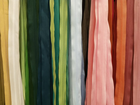 Background of sewing zippers. Sewing accessories.