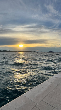 Sea coast Croatia Zadar. Sunset skyの写真素材