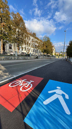 Bicycle path on the streetの写真素材