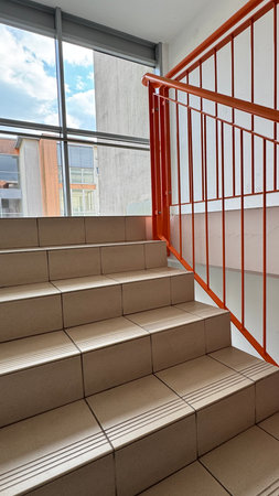 Modern staircase in an apartment buildingの写真素材