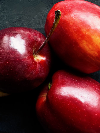 Ripe red apple. Ripe fruitsの写真素材