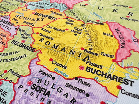 Romania Budapest on the map of Europe.