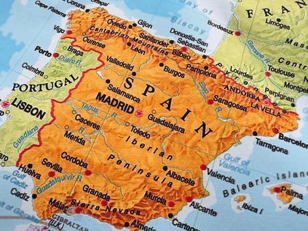 Spain, Madrid on the map of Europe.の写真素材
