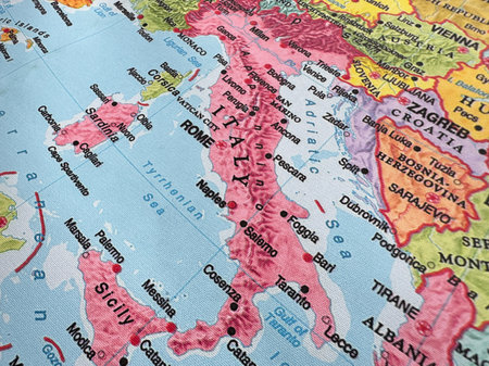 Italy, Rome on the map of Europe.の写真素材