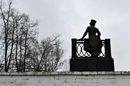 TVER, RUSSIA-DECEMBER 08, 2019: Monument to Alexander Pushkin. Rear viewのeditorial素材