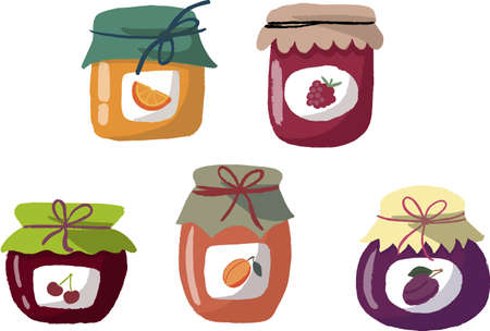 Set of jars with jamのイラスト素材