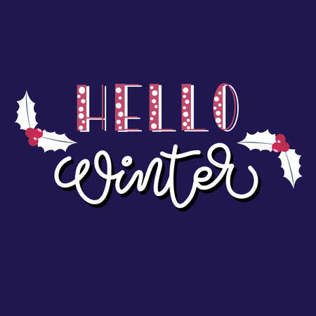 Handwritten Christmas card Hello winter.