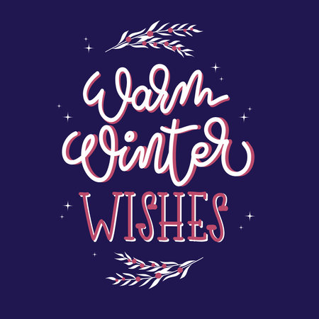 Handwritten Christmas card Warm winter wishes.