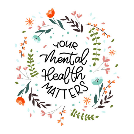 Handwritten phrase Your mental health mattersのイラスト素材