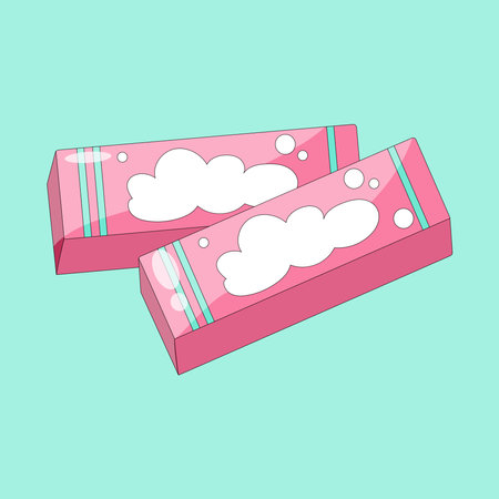 Handdrawn bubble gum pack in 90s styleのイラスト素材
