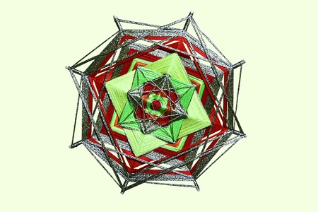 handmade white mandala on a white backgroundの写真素材