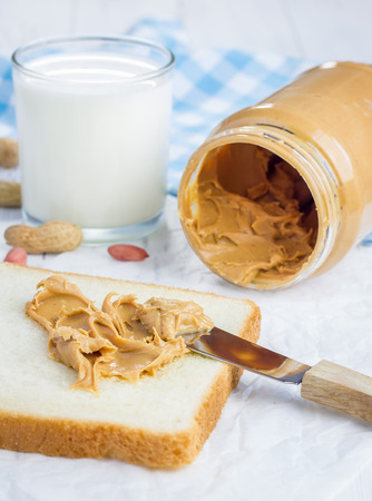 Creamy peanut butter with nutsの写真素材