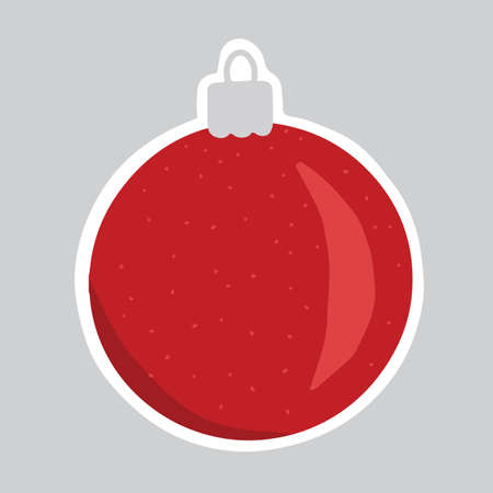 Christmas sticker with  festive red ball, holiday element ready for print, vector illustrationのイラスト素材