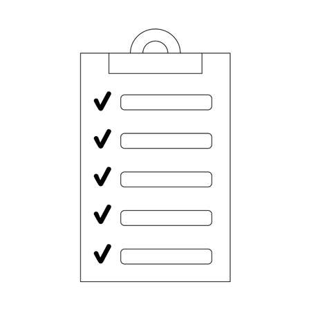 Outline clipboard with checklist, check marks and empty rows, to do list, flat vector for web or appのイラスト素材