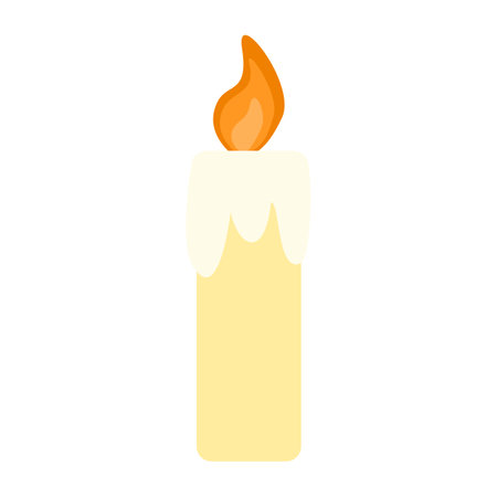 Burning candle with melting wax, flat vectorのイラスト素材