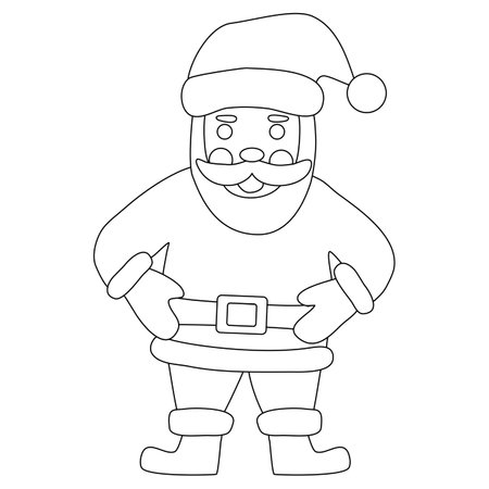 Santa Claus, doodle style flat vector outline for kids coloring bookのイラスト素材