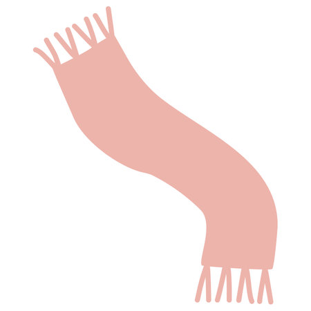 Fringed pink warm winter scarf, flat vectorのイラスト素材