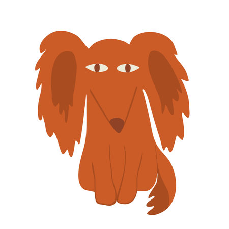 Cute long haired or shaggy dachshund dog, cartoon stile vectorのイラスト素材