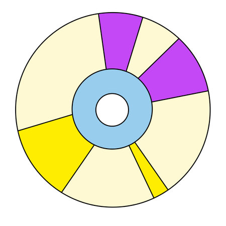 Compact disk or cd with colorful highlights, retro element or sticker, doodle style flat vectorのイラスト素材