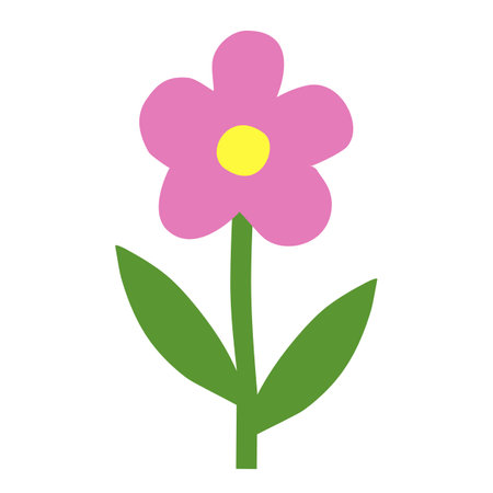 Hand drawn simple flower icon, doodle style flat vectorのイラスト素材