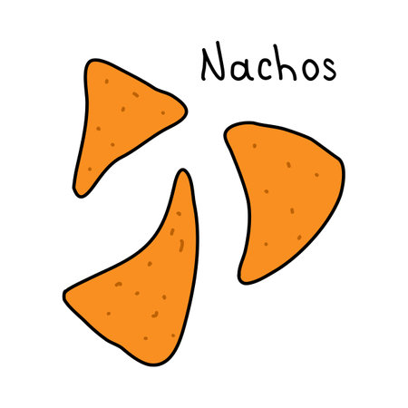 Mexican corn chips nachos or tortilla chips, doodle style vectorのイラスト素材