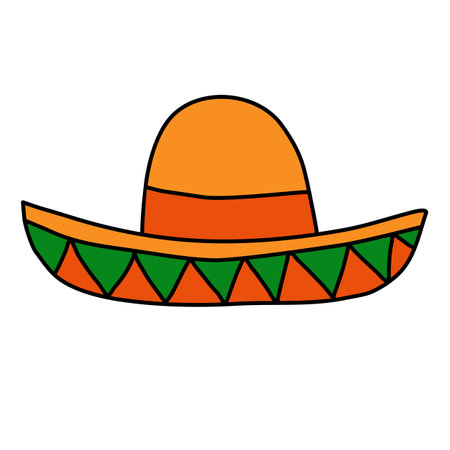 Mexican hat sombrero doodle style vector illustrationのイラスト素材