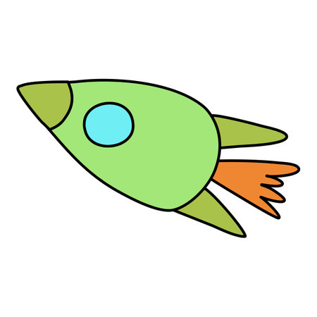 Spaceship rocket icon, startup, space, business concept, doodle style vectorのイラスト素材