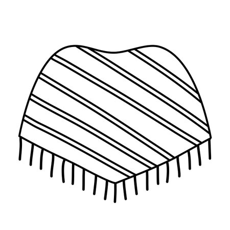 Cartoon Mexican poncho or serape, traditional clothes of Mexico, vector outline for coloring bookのイラスト素材