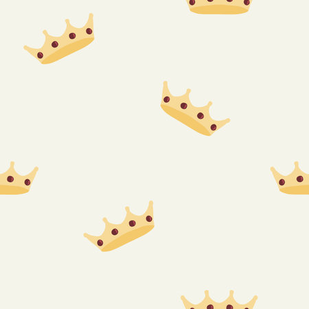 Seamless pattern with cartoon style royal crown with gems, vectorのイラスト素材
