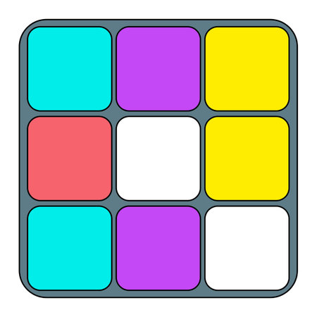 Logical combination cube puzzle toy with rotated sides, doodle style flat vectorのイラスト素材